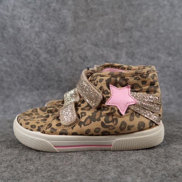 Carters Shoes Kids Toddler 10 Sneaker High Top Double Strap Animal Print Glitter - Picture 4 of 11